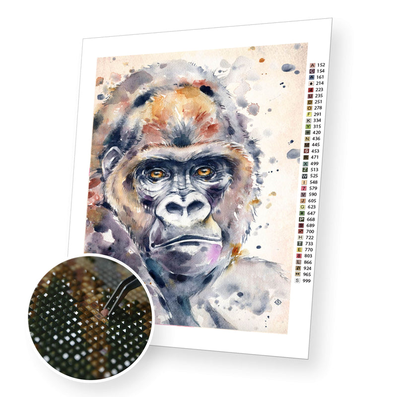 Wise gorilla  premium diamond painting kit for adults