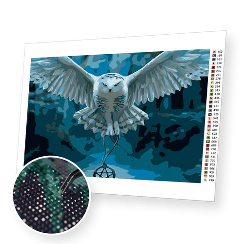 White Owl  premium diamond painting kit for adults