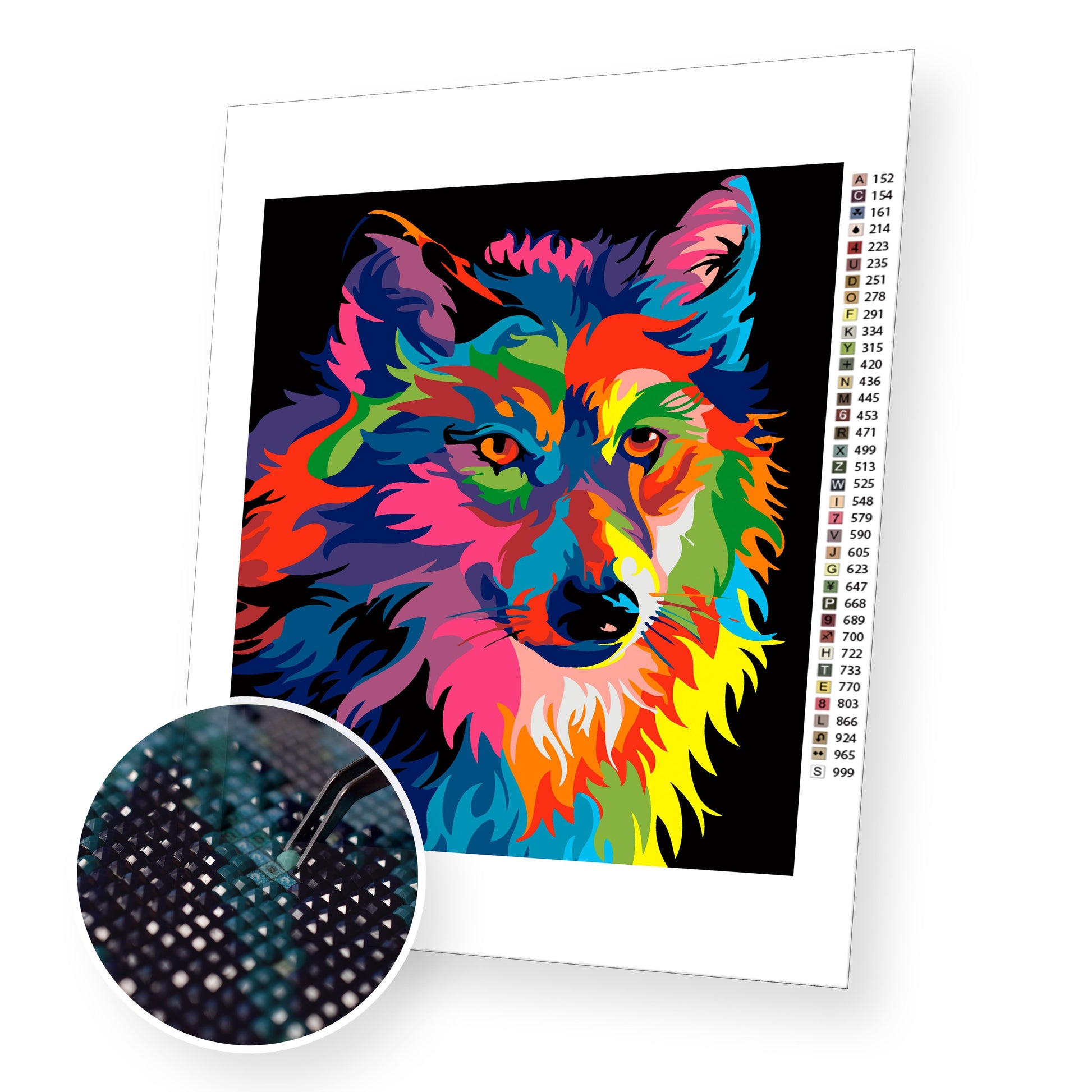 Colorful Wolf premium diamond painting kit for adults