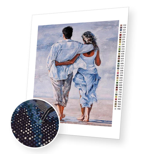 Couple on the Beach premium diamond painting kit for adults