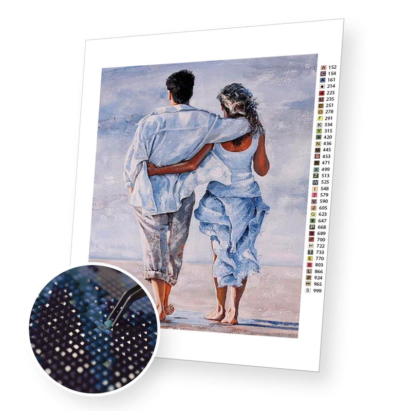 Couple on the Beach premium diamond painting kit for adults