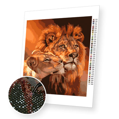 Lion and Tiger premium diamond painting kit for adults