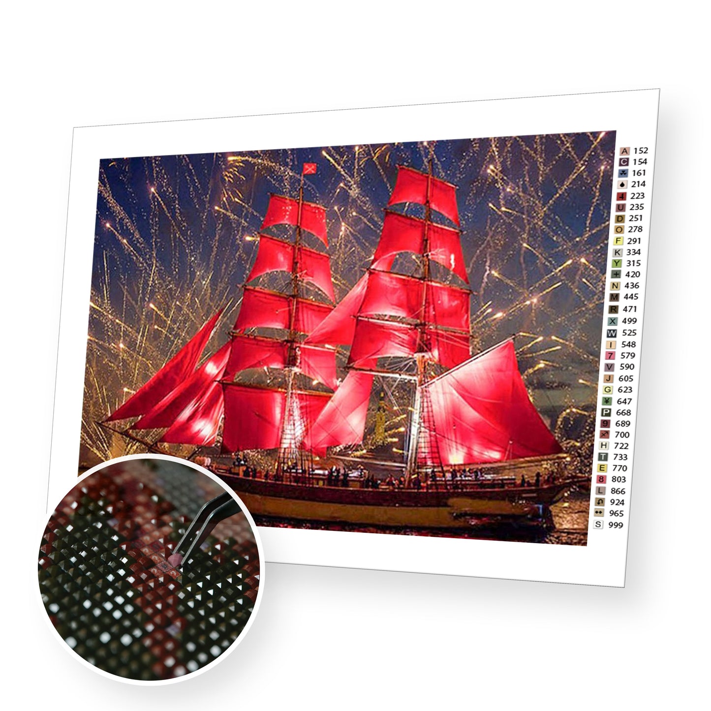 Red Ship premium diamond painting kit for adults