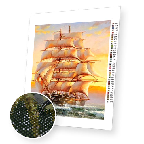 Sailboat premium diamond painting kit for adults