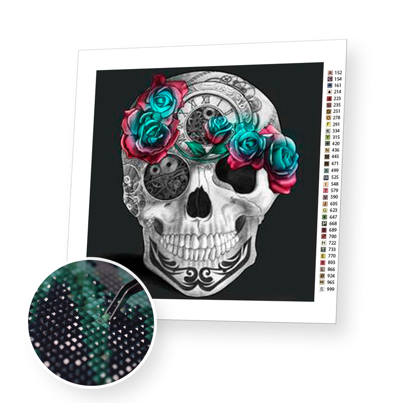 Skull & Rose premium diamond painting kit for adults