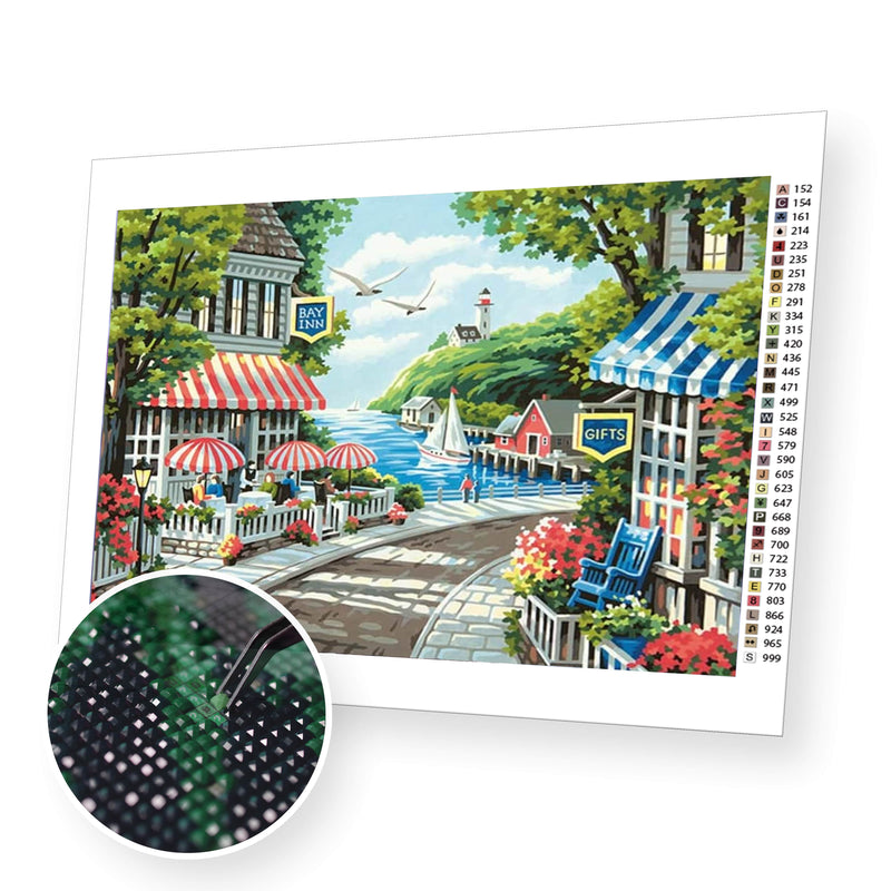 Street in Flowers premium diamond painting kit for adults