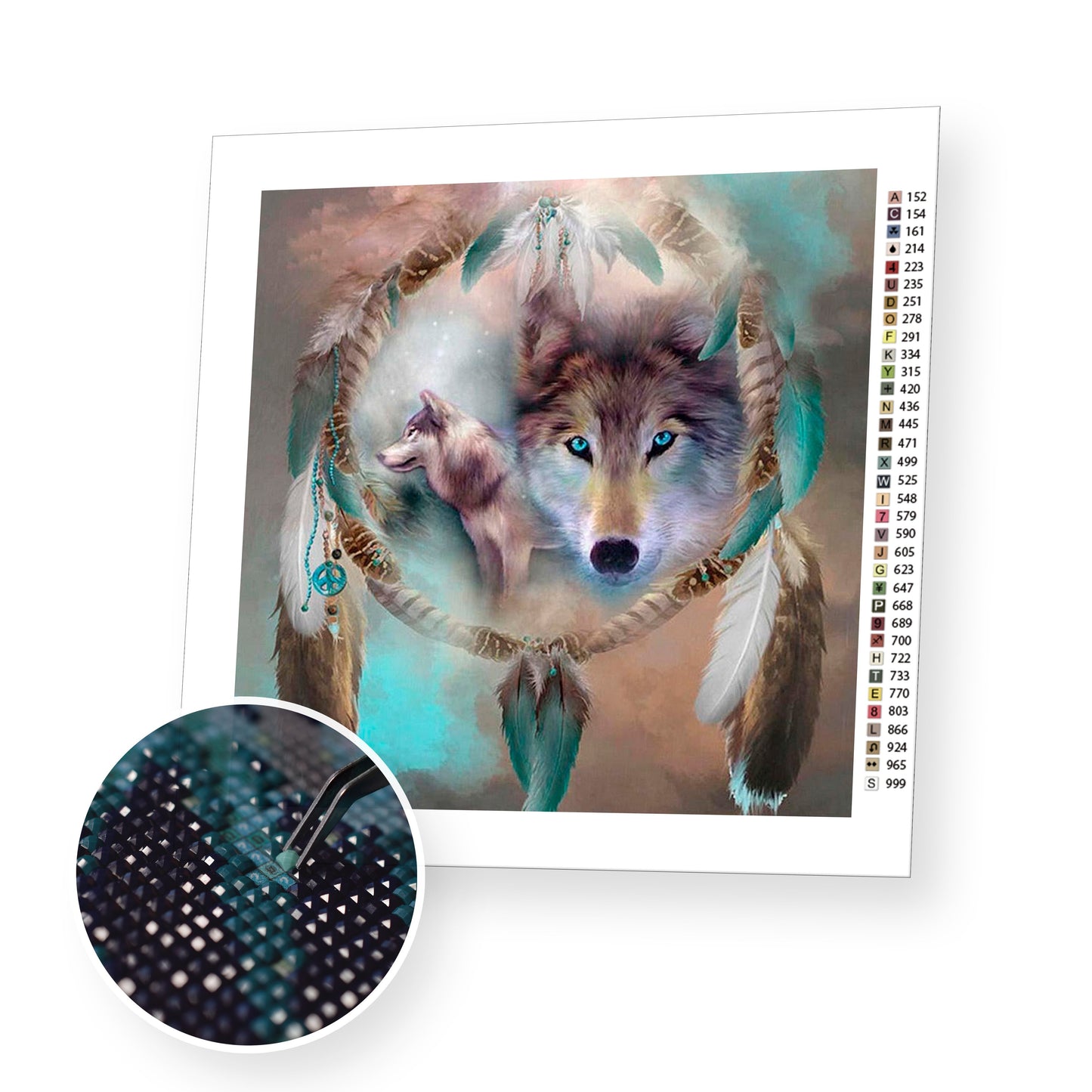 Wolf Dreamcatcher premium diamond painting kit for adults