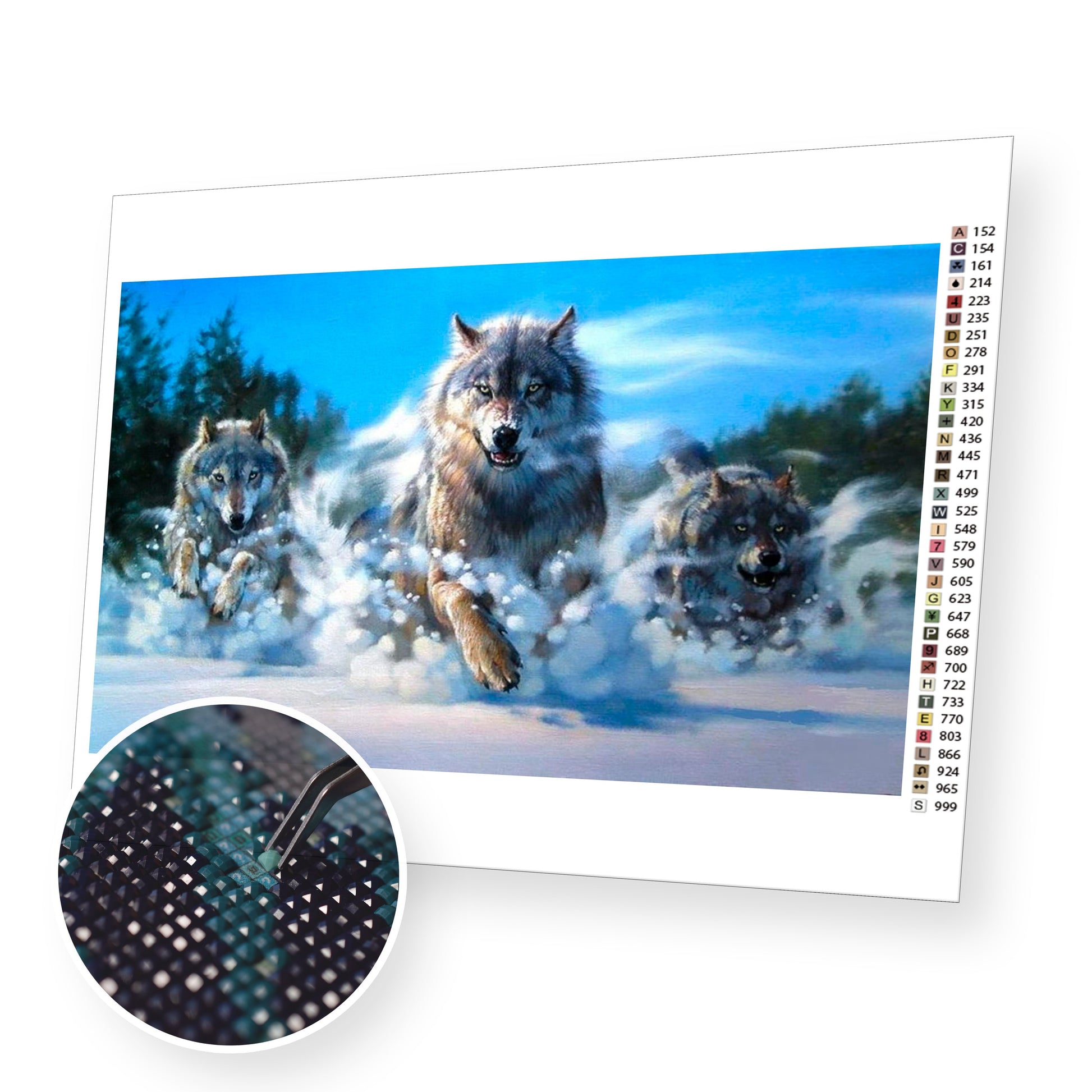 Wolves in the Snow premium diamond painting kit for adults